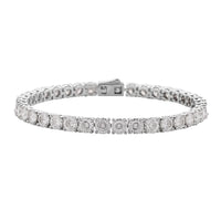 LUSTRO STELLA Made with Finest CZ Tennis Bracelet in Rhodium Over Sterling Silver (6.50 In) 10 Grams 28.35 ctw