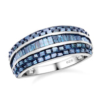 One Time Only Blue Diamond (IR) Ring in Platinum Over Sterling Silver (Size 10.0) 1.00 ctw