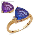 Color Change Fluorite and Moissanite Ring in Vermeil Yellow Gold Over Sterling Silver 5.15 ctw - Sticky add to cart bar