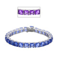 Asscher Cut Color Change Fluorite Tennis Bracelet in Rhodium Over Sterling Silver (6.50 In) 11.40 Grams 34.90 ctw - Sticky add to cart bar