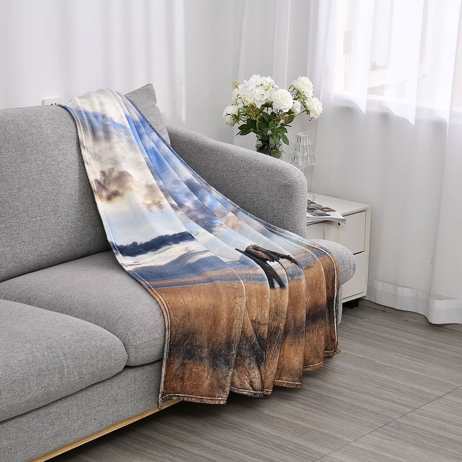 TLV Homesmart Brown Elephant Digital Print Pattern Flannel Blanket (60"x80")