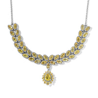Tanzanian Canary Opal Cluster Necklace 18 Inches in Platinum Over Sterling Silver 7.20 ctw