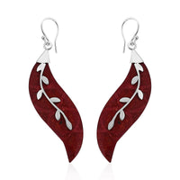 Sponge Coral Leaf Dangle Earrings in Sterling Silver