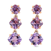 Rose De France Amethyst Dangling Earrings Vermeil Rose Gold Over Sterling Silver 9.50 ctw