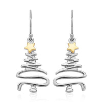 14K YG and Rhodium Over Sterling Silver Earrings 2.90 Grams