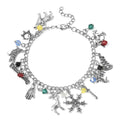 Simulated Multi Gemstone Multi Charm Bracelet in Silvertone (8.00 In) - Sticky add to cart bar