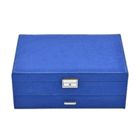 Purple Velvet 2 Tier Jewelry Box with Lock and Key (10.6"x7.48"x4")
