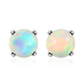 Premium Ethiopian Welo Opal Solitaire Stud Earrings in Platinum Over Sterling Silver 1.10 ctw - Sticky add to cart bar