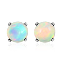 Premium Ethiopian Welo Opal Solitaire Stud Earrings in Platinum Over Sterling Silver 1.10 ctw