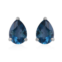 London Blue Topaz Stud Earrings in Platinum Over Sterling Silver 1.60 ctw