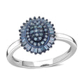 Blue Diamond Floral Ring in Platinum Over Sterling Silver 0.50 ctw - Sticky add to cart bar