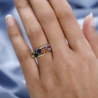 Multi Gemstone Cluster Ring in Vermeil Yellow Gold Over Sterling Silver (Size 7.0) 2.65 ctw