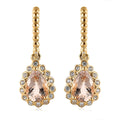 Pink Morganite and White Zircon Floral Pear Shaped Earrings in Vermeil YG Over Sterling Silver 3.75 ctw - Sticky add to cart bar