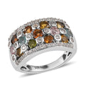 Multi-Tourmaline, Natural White Zircon Ring in Platinum Over Sterling Silver (Size 10.0) 2.10 ctw - Sticky add to cart bar