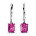 Radiant Orchid Quartz (Triplet) and White Zircon Lever Back Earrings in Platinum Over Sterling Silver 3.15 ctw - Sticky add to cart bar