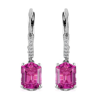 Radiant Orchid Quartz (Triplet) and White Zircon Lever Back Earrings in Platinum Over Sterling Silver 3.15 ctw