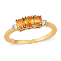 Viceroy Spessartine Garnet and Diamond Accent 3 Stone Ring in Vermeil Yellow Gold Over Sterling Silver 0.65 ctw