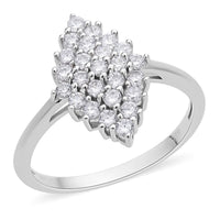 Simulated Diamond Marquise Shape Ring in Rhodium Over Sterling Silver