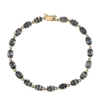 LUXORO 14K Yellow Gold AAA Natural Parti Sapphire Tennis Bracelet (6.50 In) (3.25 g) 11.00 ctw