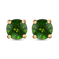 Luxoro Premium Chrome Diopside 1.00 ctw Solitaire Stud Earrings, 10K Yellow Gold Earrings, Gold Gifts For Her, Chrome Diopside Jewelry