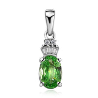 Luxoro 10K White Gold Premium Tsavorite Garnet and Diamond Pendant 0.85 ctw