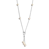 White Freshwater Pearl Station Necklace 20 Inches in Sterling Silver 25.90 ctw