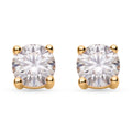 Moissanite Solitaire Stud Earrings in 14K Yellow Gold Over Sterling Silver 0.90 ctw - Sticky add to cart bar