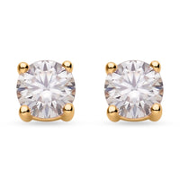 Moissanite Solitaire Stud Earrings in 14K Yellow Gold Over Sterling Silver 0.90 ctw