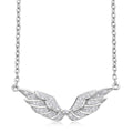 Simulated Diamond Angel Wing Necklace 20 Inches in Rhodium Over Sterling Silver 0.30 ctw - Sticky add to cart bar