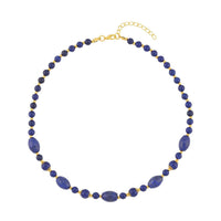 Lapis Lazuli Beaded Necklace 18-20 Inches in Goldtone 120.50 ctw