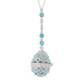 Blue and White Austrian Crystal Easter Egg Necklace (23.5 Inches) in Silvertone - Sticky add to cart bar