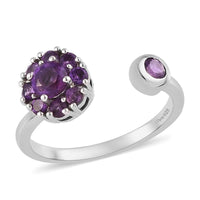 Amethyst February Birthstone Anxiety Spinner Openable Band Ring in Platinum Over Sterling Silver (Adjustable Size 6-8) 0.65 ctw (Size 9.0) 0.65 ctw