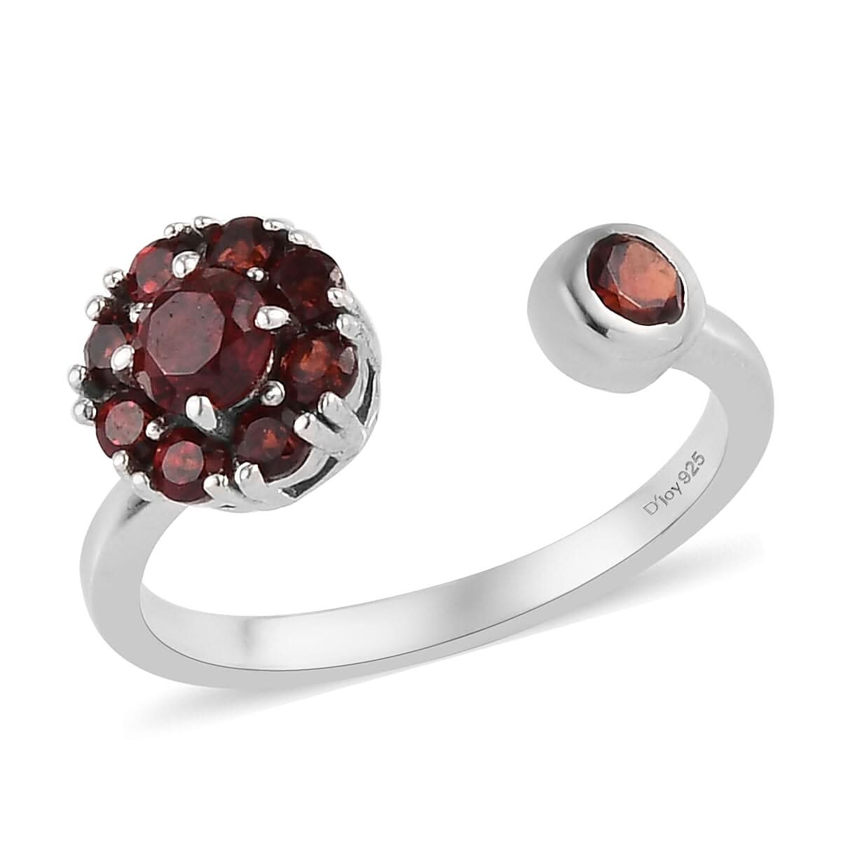 Mozambique Garnet January Birthstone Anxiety Spinner Openable Band Ring in Platinum Over Sterling Silver (Medium Adjustable Size 6-8) 1.00 ctw (Size 5.0) 1.00 ctw