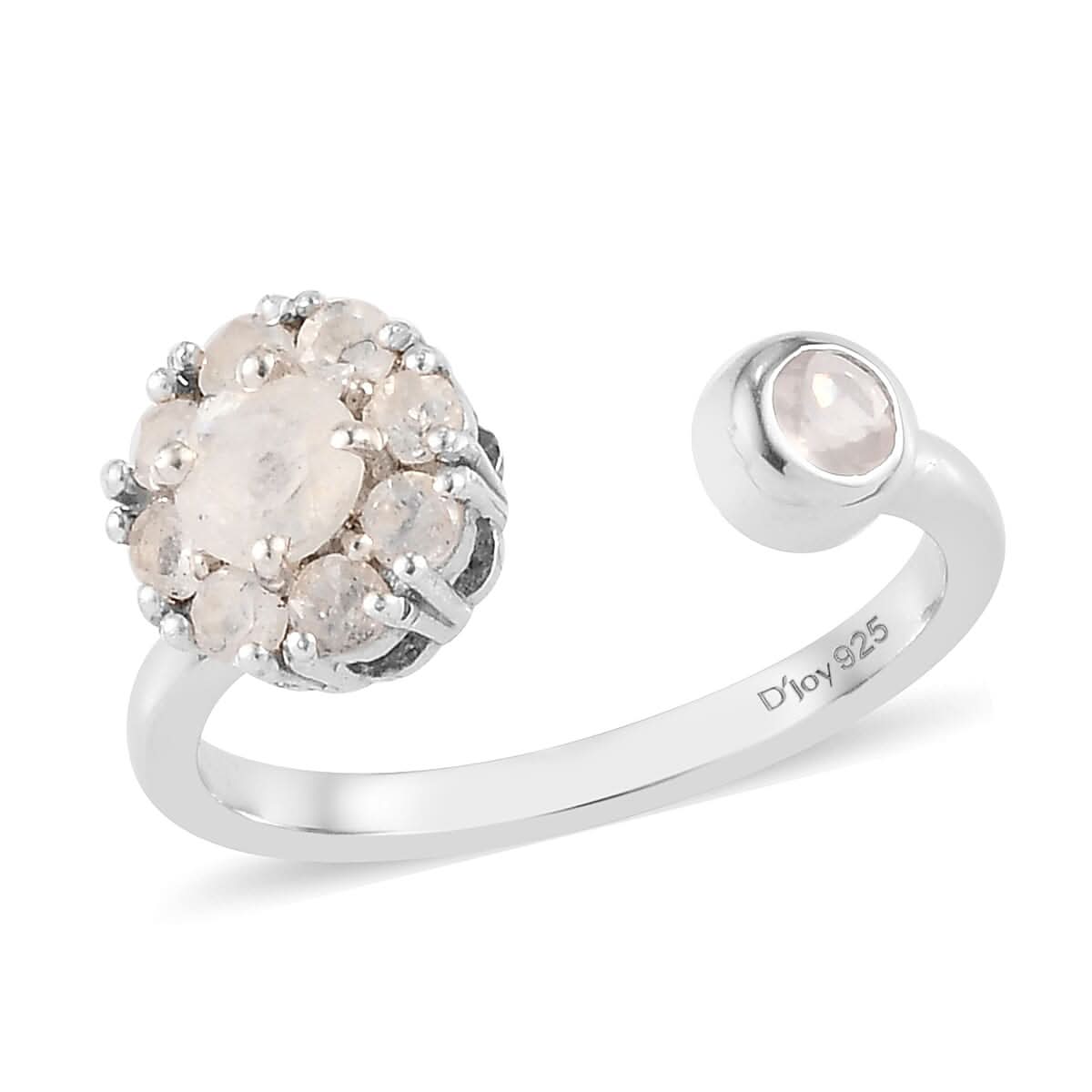 Kuisa Rainbow Moonstone Birthstone Anxiety Spinner Openable Band Ring in Platinum Over Sterling Silver (Adjustable Size 9-11) 0.70 ctw (Size 9)
