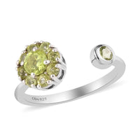 Peridot August Birthstone Anxiety Spinner Openable Band Ring in Platinum Over Sterling Silver (Adjustable Size 6-8) (Size 9.0) 0.75 ctw