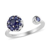 Masoala Sapphire (D) September Birthstone Anxiety Spinner Openable Band Ring in Platinum Over Sterling Silver (Large Adjustable Size 9-11) (Size 9.0) 1.10 ctw