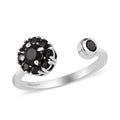 Australian Black Tourmaline Birthstone Anxiety Spinner Openable Band Ring in Platinum Over Sterling Silver (Adjustable Size 9-11) 0.70 ctw (Size 11) - Sticky add to cart bar