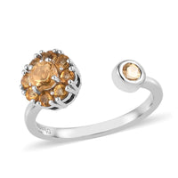 Brazilian Citrine November Birthstone Anxiety Spinner Openable Band Ring in Platinum Over Sterling Silver (Medium Adjustable Size 6-8) (Size 9.0) 0.70 ctw
