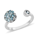 Cambodian Blue Zircon December Birthstone Anxiety Spinner Openable Band Ring in Platinum Over Sterling Silver (Medium Adjustable Size 6-8) (Size 8.0) 1.15 ctw - Sticky add to cart bar