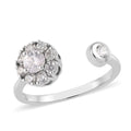 White Zircon Birthstone Anxiety Spinner Openable Band Ring in Platinum Over Sterling Silver (Medium Adjustable Size 9-11) 0.90 ctw (Size 8) - Sticky add to cart bar