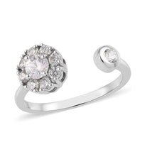 White Zircon Birthstone Anxiety Spinner Openable Band Ring in Platinum Over Sterling Silver (Medium Adjustable Size 9-11) 0.90 ctw (Size 8)