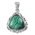 African Malachite Solitaire Pendant in Platinum Over Copper with Magnet 13.40 ctw - Sticky add to cart bar