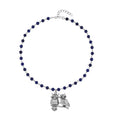 Lapis Lazuli, White and Black Austrian Crystal Owl Couple Necklace 18-20 Inches in Silvertone 90.00 ctw - Sticky add to cart bar