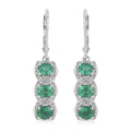 AAA Kagem Emerald and White Zircon Dangle Earrings in Rhodium Over Sterling Silver 2.25 ctw - Sticky add to cart bar