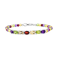 D'Joy Multi Gemstone 15.30 ctw Bracelet in Sterling Silver (7.25 In)