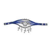 STRADA Austrian Crystal Japanese Movement Wing Pattern Multi Layer Bracelet Watch with Faux Leather Strap size(8in-9in)
