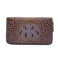 Black 3D Embossed Genuine Leather Wallet With Double Zipped