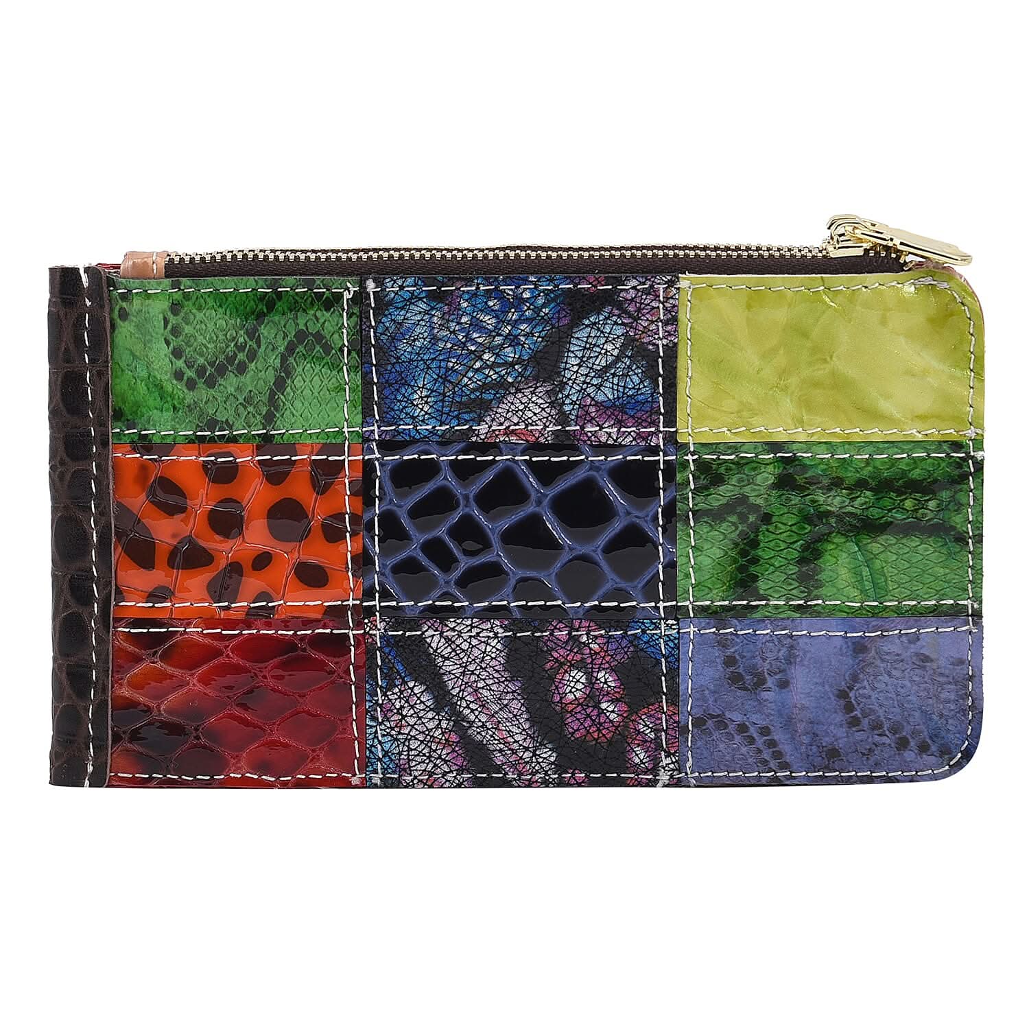 CHAOS BY ELSIE Multi Color Box Pattern Genuine Leather RFID Wallet