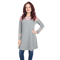THYME & HONEY Gray Tunic with Pink Detail - Large