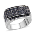 Simulated Black Diamond Men's Ring in Rhodium & Silvertone (Size 10.0) 3.00 ctw - Sticky add to cart bar